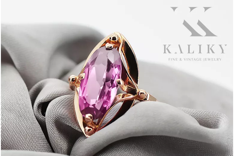 Amethyst Original Vintage 14K Rose Gold Ring Vintage style vrc047r